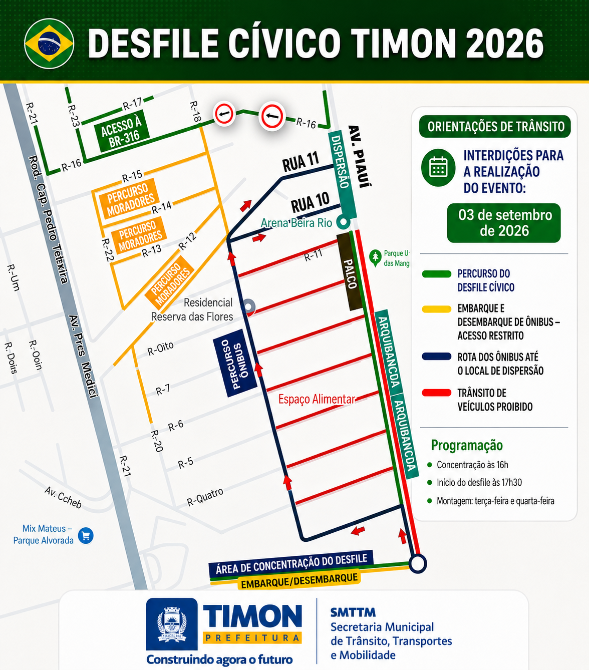 Plano de Trânsito do Desfile Cívico Timon 2026